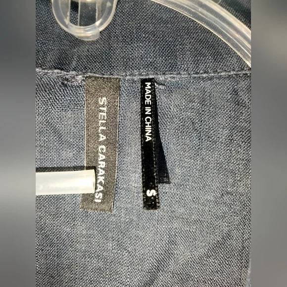 Stella Carakasi (Size S) Navy Blue 100% Hemp Button Down Front Tiburon Tunic Top - Picture 2 of 15